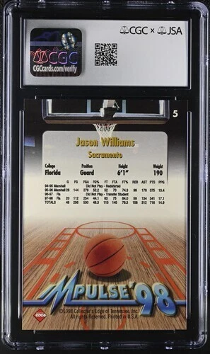 Jason Williams RC Auto CGC JSA 1998-99 Collector's Edge Impulse #5 "Go Gators" Foto 2 de 2