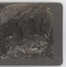 Miners Underground Candle light Pennsylvania ? PA Keystone Stereoview 1901
