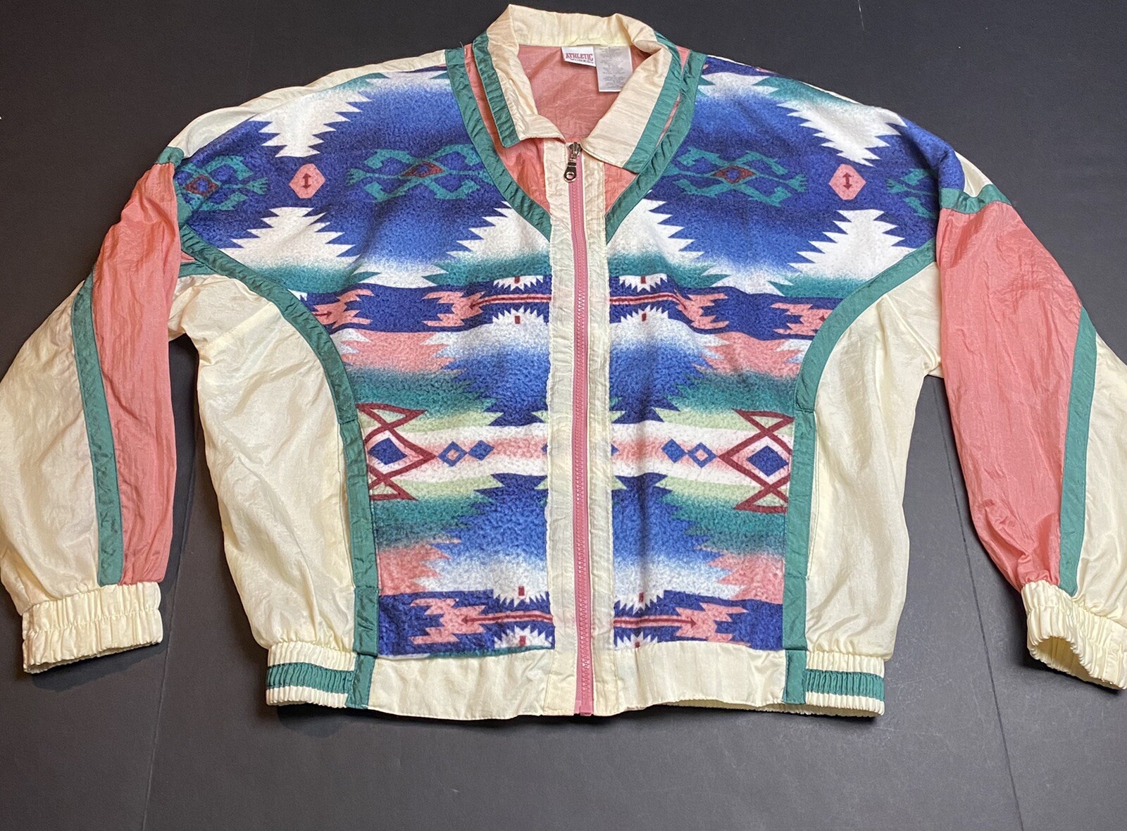 Vintage 80s 90s Athletic Windbreaker Aztec Rare C… - image 1