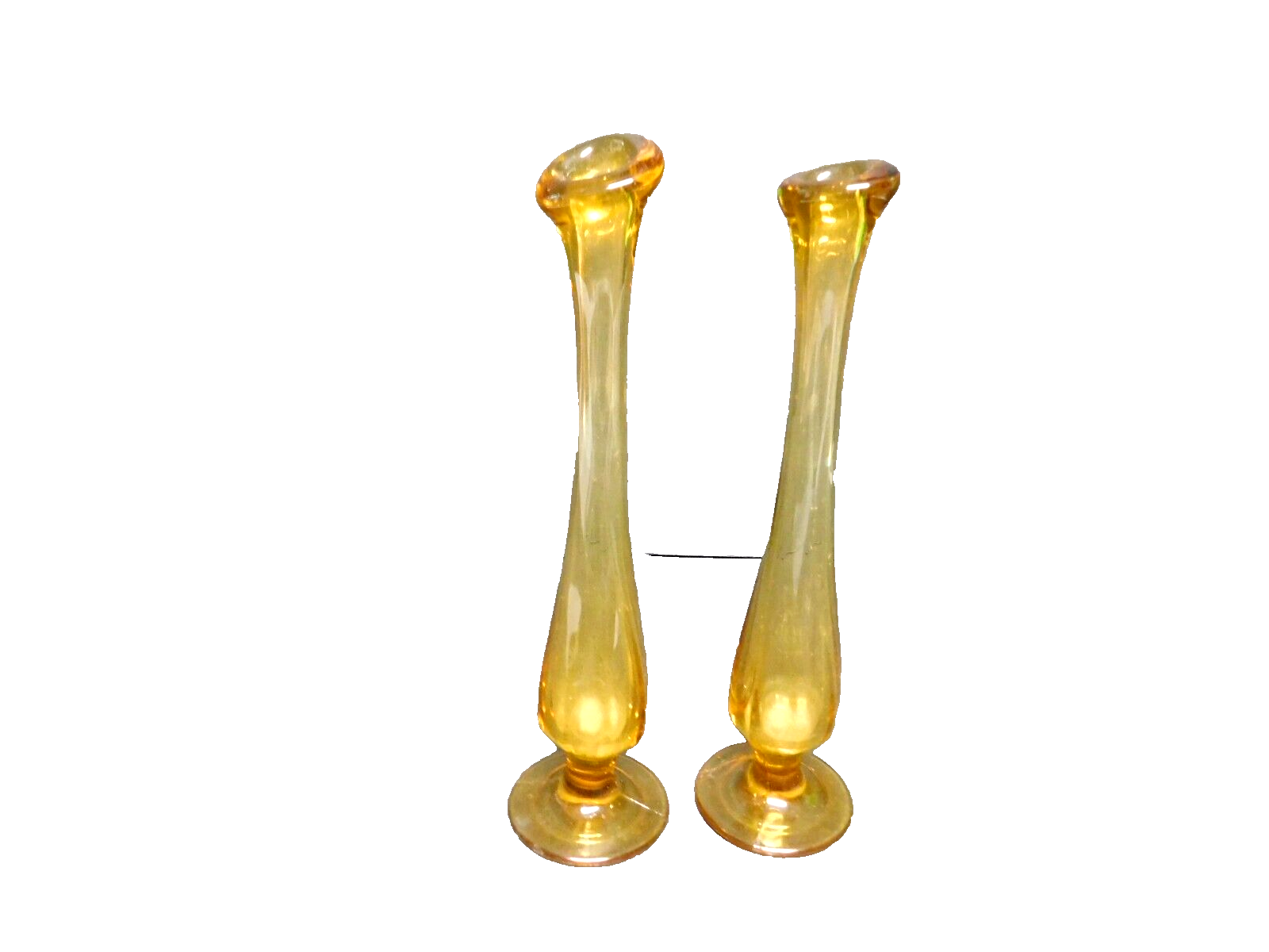 Pair Vintage Amber 8" Tall Bud Vases Unmarked VG Vtg. Condition eBay