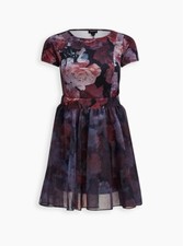 Torrid Scuba Skater Dress Convertible Organza Floral Black NWT New 3X