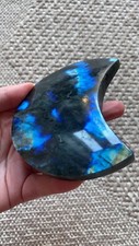 Labradorite Carved Moon On Custom Stand