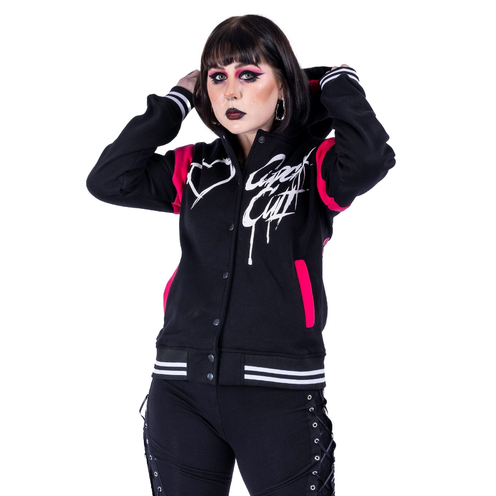 Cupcake Cult Sad But Cute Varsity Ladies Black Goth Emo Punk Alternative