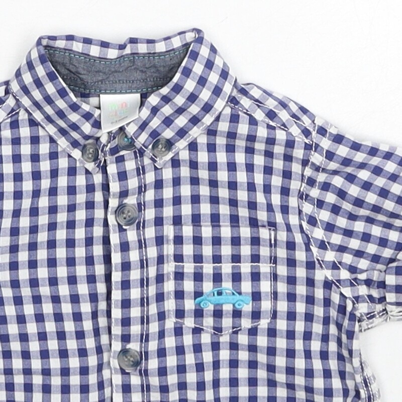 Mini Club Boys Blue Cotton Blend Button-Up Size 0-3 Months Bu image 5