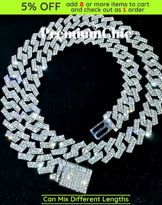 ICED Mens Hip Hop Gold Plated Miami Cuban Prong Link Chain CZ Necklace/Bracelet