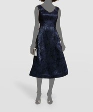 580 Rickie Freeman for Teri Jon Women's Blue Pleated A-Line Dress Size 10