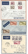 FRENCH INDOCHINA 1937-39 AIRMAIL MULTI FRANKINGS 3 COVERS LANG SON + AIR FRANCE