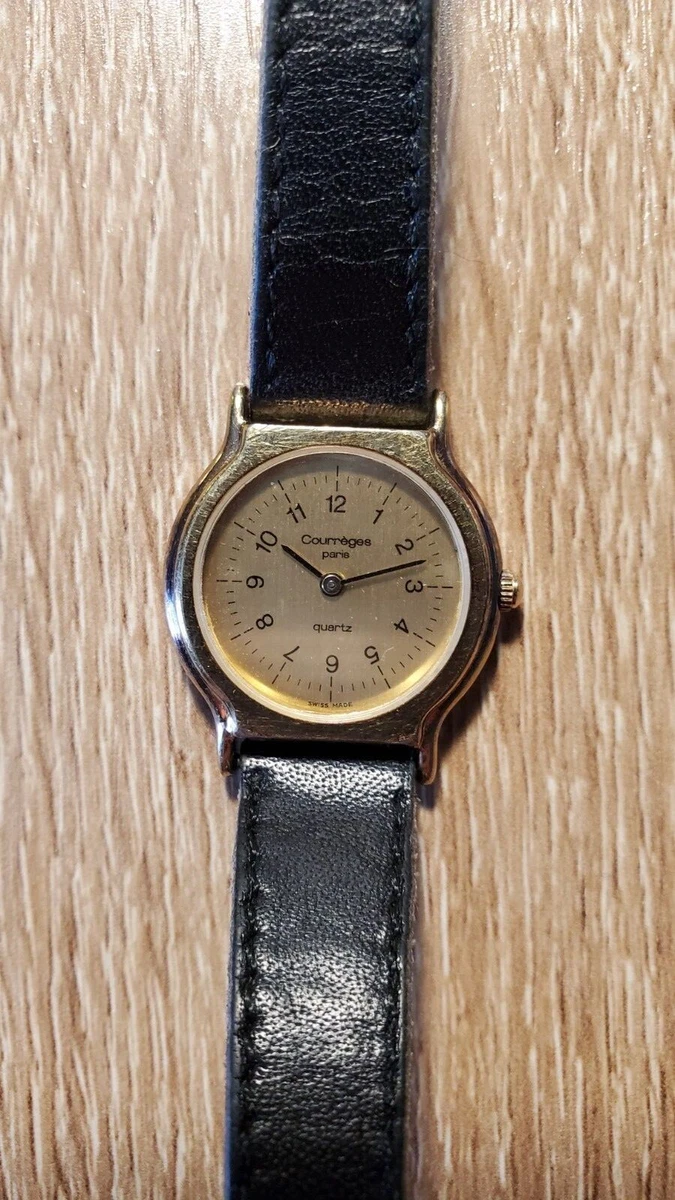 Vintage Courreges (Paris) quartz wristwatch, Swiss made, leather  
