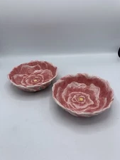 Bella Casa by Ganz Pink Flower Bowl Candy Dish Soup Salad Set Of 2 Textured