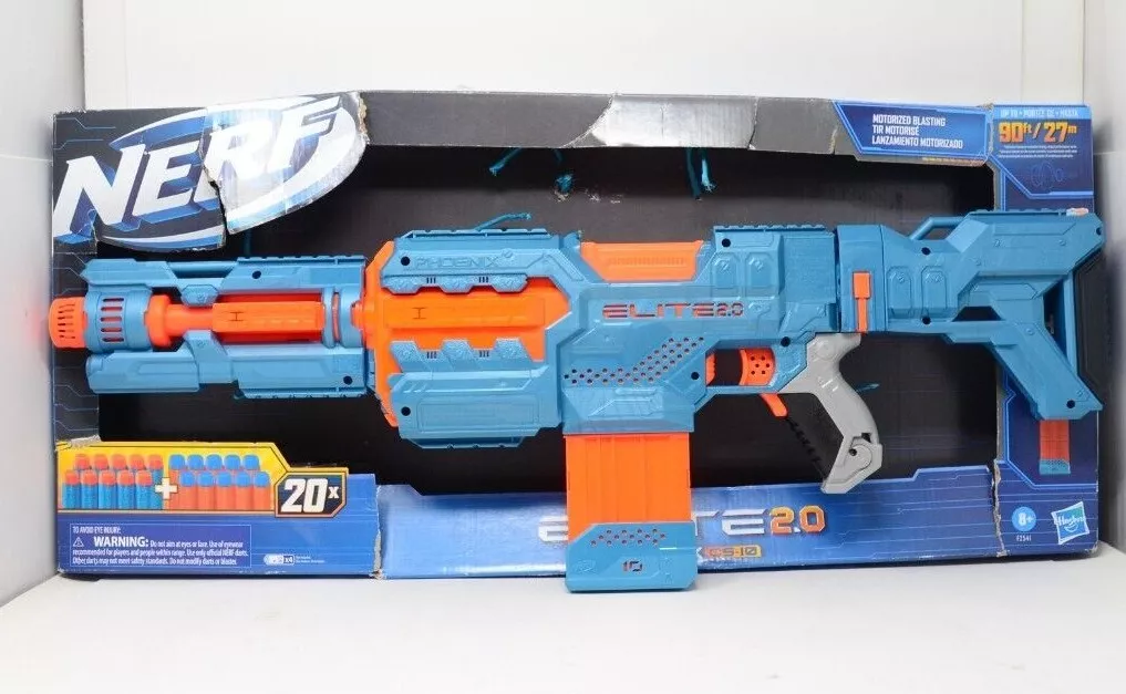 NEW Hasbro F2541 Nerf Elite 2.0 Phoenix CS-10 w/ 20-Darts 10-Dart Clip &  Barrel