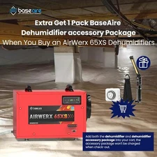 BaseAire 120 Pints Crawlspace Dehumidifier with Pump Drain Hose for Basement