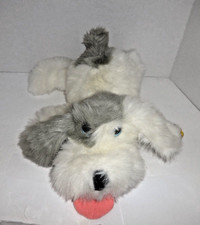 VTG Mattel Smoochie Pooch Plush White  Gray 1998 17" Fuzzy Puppy Dog Sounds