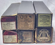 Lot of 6 Antique Player Piano Rolls