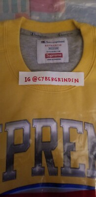 SUPREME x Champion Chrome Crewneck Sweatshirt GOLD Men's Large NEW