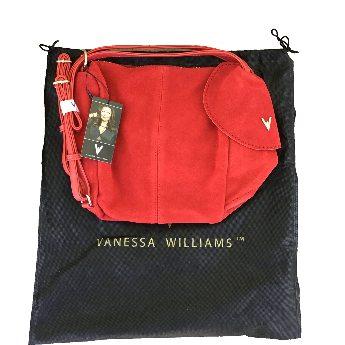 NWT Vanessa Williams Suede Sling Backpack Bag Red With Dustbag | eBay