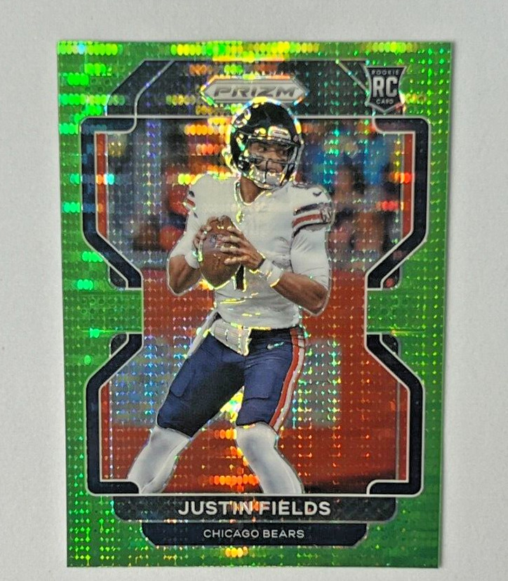 2021 Panini Prizm JUSTIN FIELDS RC Neon Green Pulsar Prizm #334 Bears