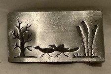 Vintage Southwestern Metal Belt Buckle Roadrunners Tree