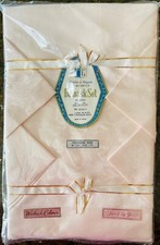 Vtg FL Damask Set, 1 tablecloth 48"x48", matching 4 napkins 11"x11", light pink