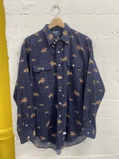 Vintage Polo Ralph Lauren Equestrian 92 All Over Print USA Made Button Up L