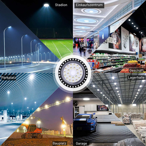 2x LED UFO Industrielampe 100W, 10.000 Lumen, IP65 wasserdicht – für Werkstätten - Bild 6 von 6