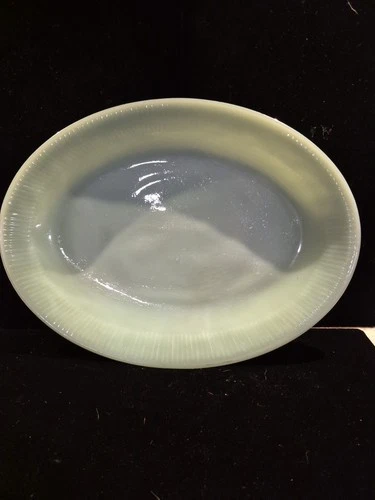 FIRE KING JADEITE Oval LARGE PLATTER GREEN RIBBED 12 x 9