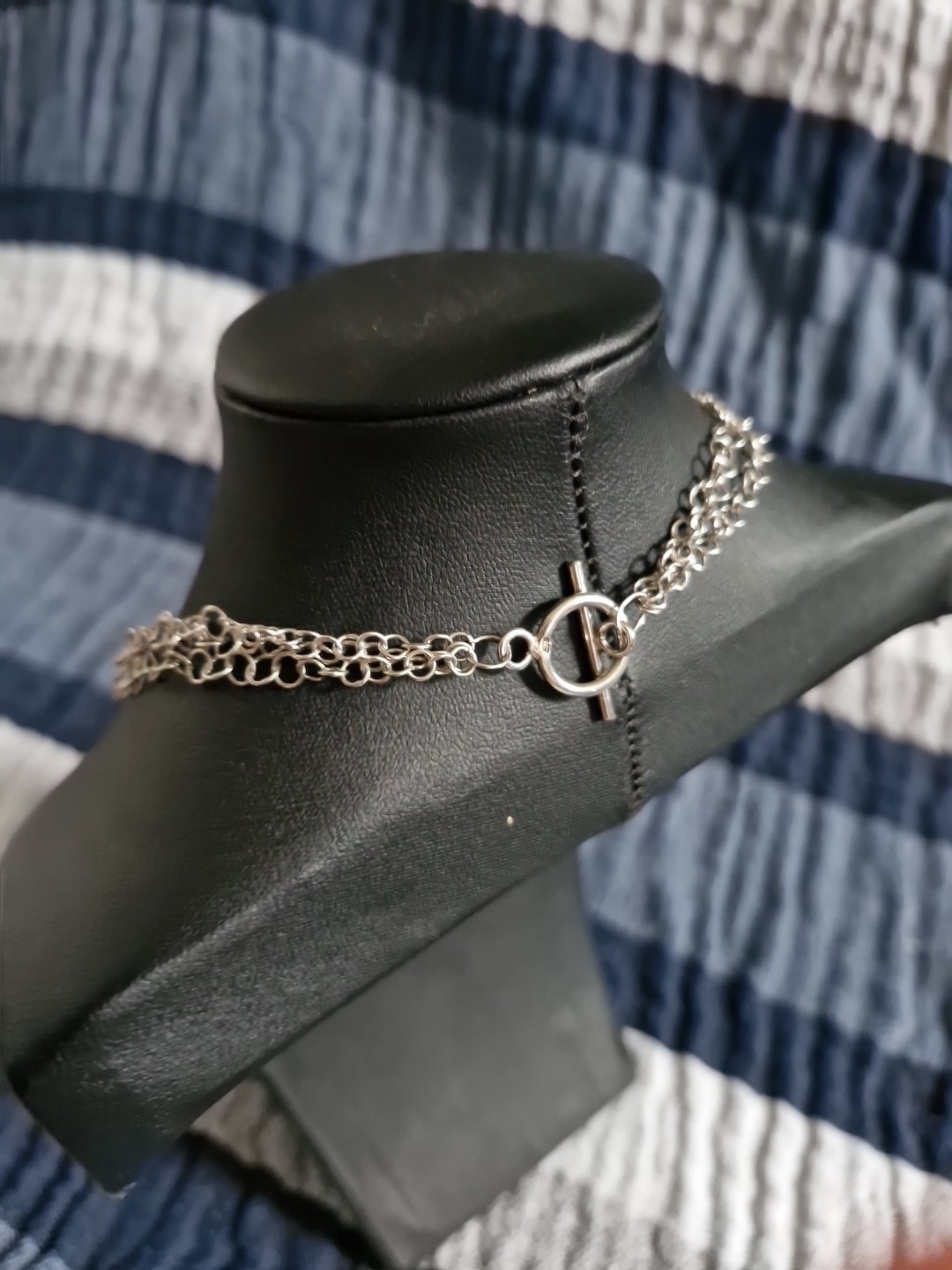 graduated circular ring multistrand necklace 16.5… - image 7