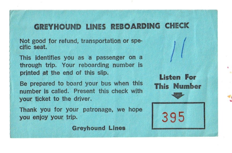 Bus Reboarding Check: Greyhound Lines, USA - Year & Location Unknown
