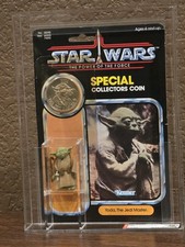 Vintage 1985 Kenner Star Wars AFA70+ POTF YODA MOC 92 BACK