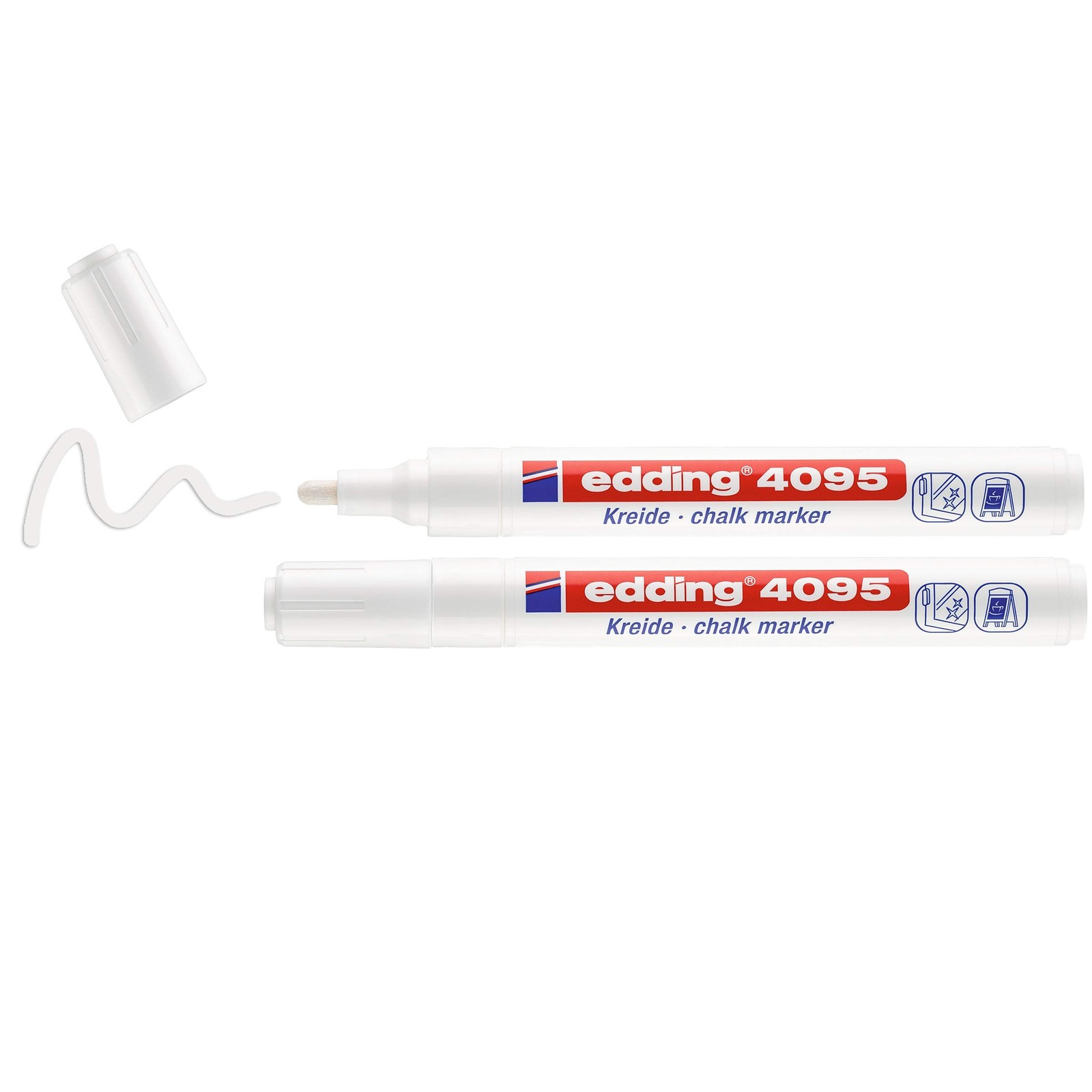 Edding 4095 chalk marker - white - 2 chalk pens - round nib 2-3 mm - medium-nib 4490₽