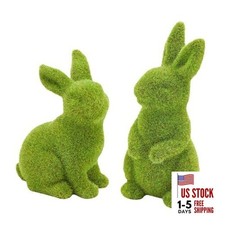 Easter Bunny Decor, 2pcs Flocked Bunny Moss Bunnies Spring Decor Small 2pcs