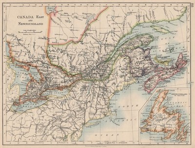 OSTKANADA. Ontario Quebec Maritime Provinces NB PE NS.  JOHNSTON 1895 Karte