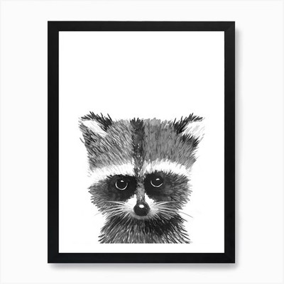 Baby Waschbär Kunstdruck gerahmte Wand A gerahmtes Wandbild Poster Leinwanddruck Bild