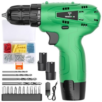 12V Cordless Drill Set, Equipped with Lithium Battery and Fast Charger