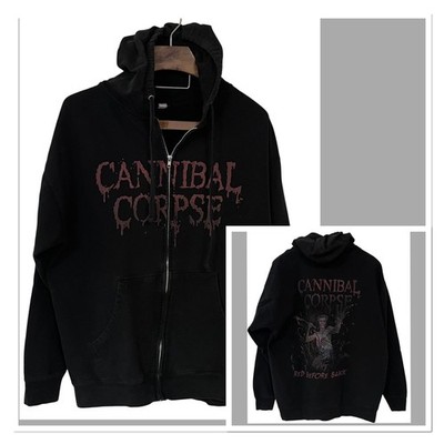 Vtg Cannibal Corpse Red Before Black Zip Up Hoodie Death Metal Band Merch Men XL