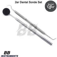 2er Set Mundspiegel Zahnsteinkratzer Zahnsonde zahnspiegel set Instrumente CE