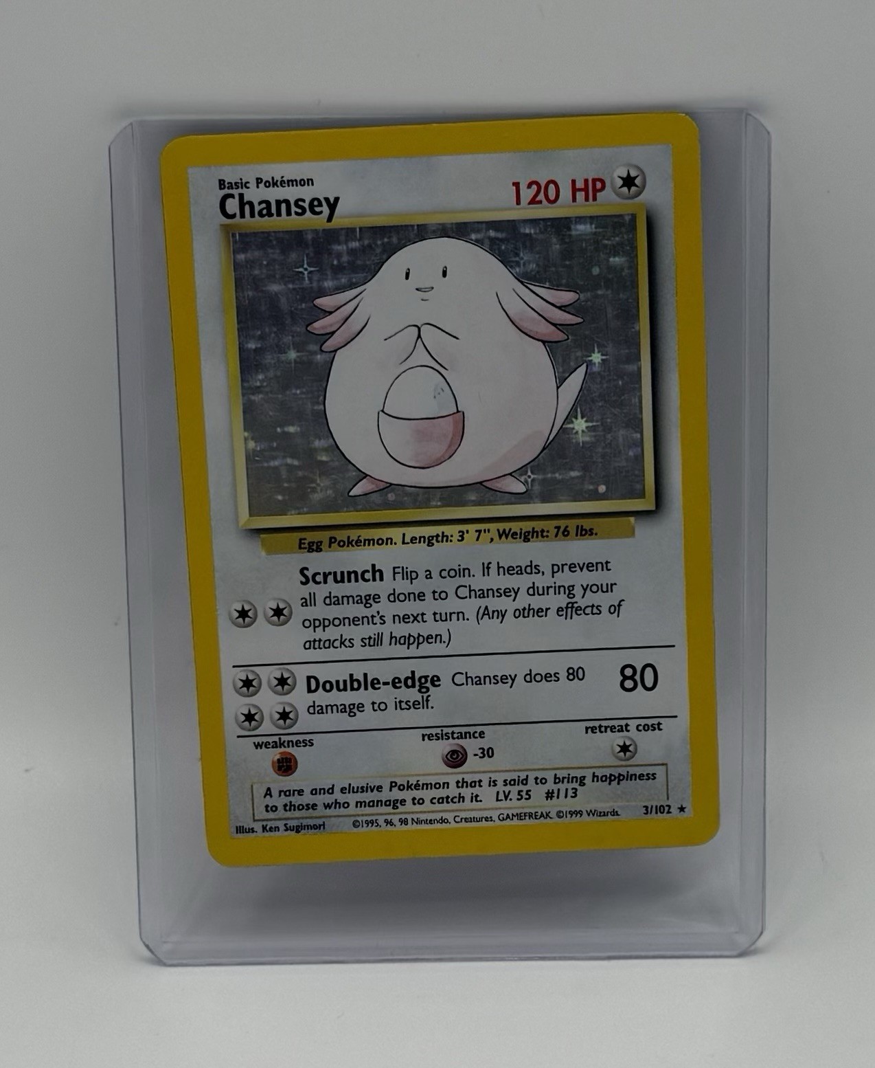 Pokémon Chansey 3/102 Base Set Holo Rare Basic 120 HP English Card