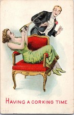 Des Moines, Iowa - Humor, Social, Champagne Embossed 1913 Postcard
