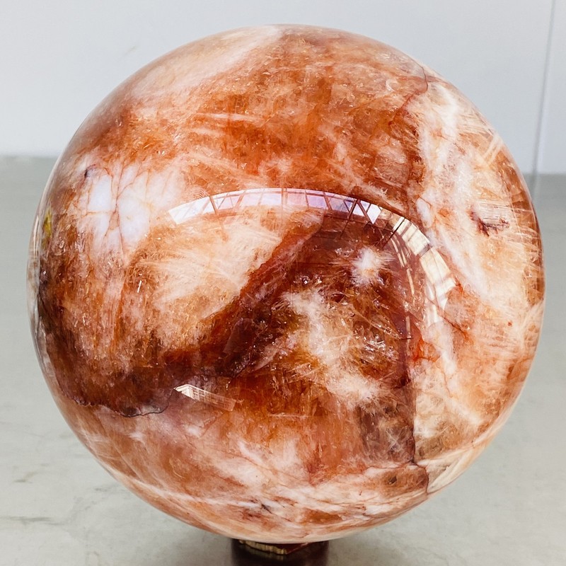 Natural Red Glue Flower Quartz Sphere Crystal Ball Healing 5460G