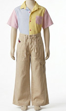 VTG Tommy Hilfiger Girls 2pc Outfit Set Size 7 Pastel Striped Shirt Cargo Pants