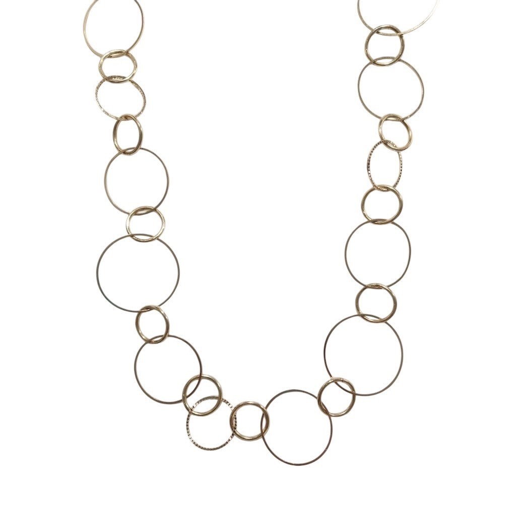 Gold Geometric Multi Circle Link Statement Neckla… - image 5