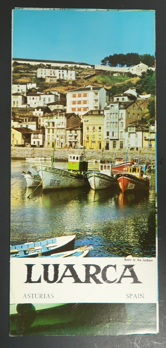 Luarca Asturias España Viaje Souvenir Folleto Folleto Barcos en el Puerto