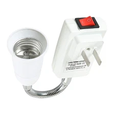 E26 E27 Plug in Light Bulb Socket Adapter Extender with On/Off Switch Extension 