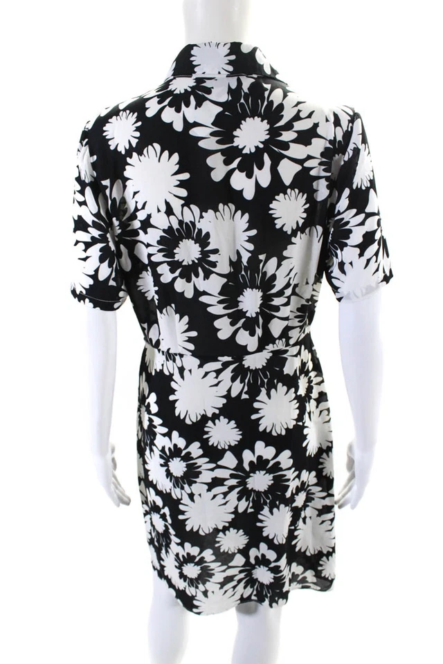 Nicole Miller Womens Floral Print Zipped Short Sleeve Layered Dress Black Size S - Image 3 of 4