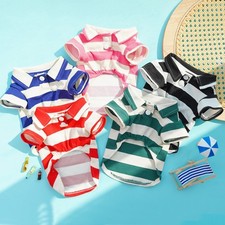 Summer Pet Clothing Striped Polo Shirt for Small Dog Cat Outfit Soft Breathable