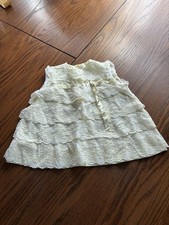 VTG Sears Honeysuckle Girls Yellow Lace Trim Dress 6-9 Months Made In USA
