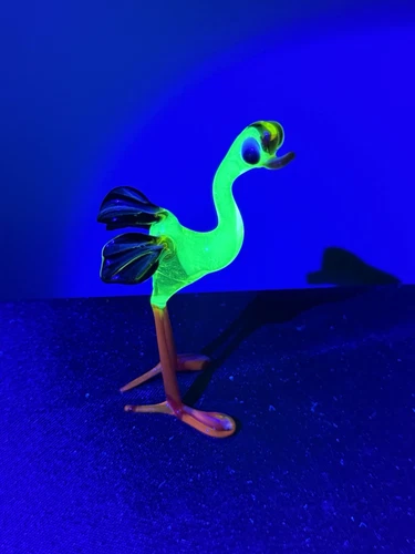 Vintage Uranium Vaseline And Cadmium  Glass Murano  Bird