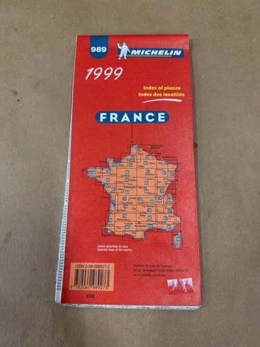 Vintage 1999 Michelin 989 France Road & Tourist Map 1:1,000,000 Scale