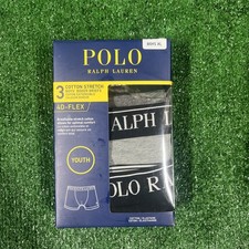 POLO RALPH LAUREN 3-PACK BOYS 4D- FLEX COTTON STRETCH BLACK BOXER BRIEFS SIZE XL