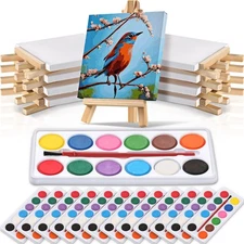 24pc 4x4" Mini Canvas & Easel Set, Art Painting Kit, Party Favor Birthday Gifts
