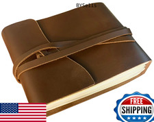 Leather Photo Album - Holds 4x6 100 Photos - Oversized Leather Bound Scrapbook -